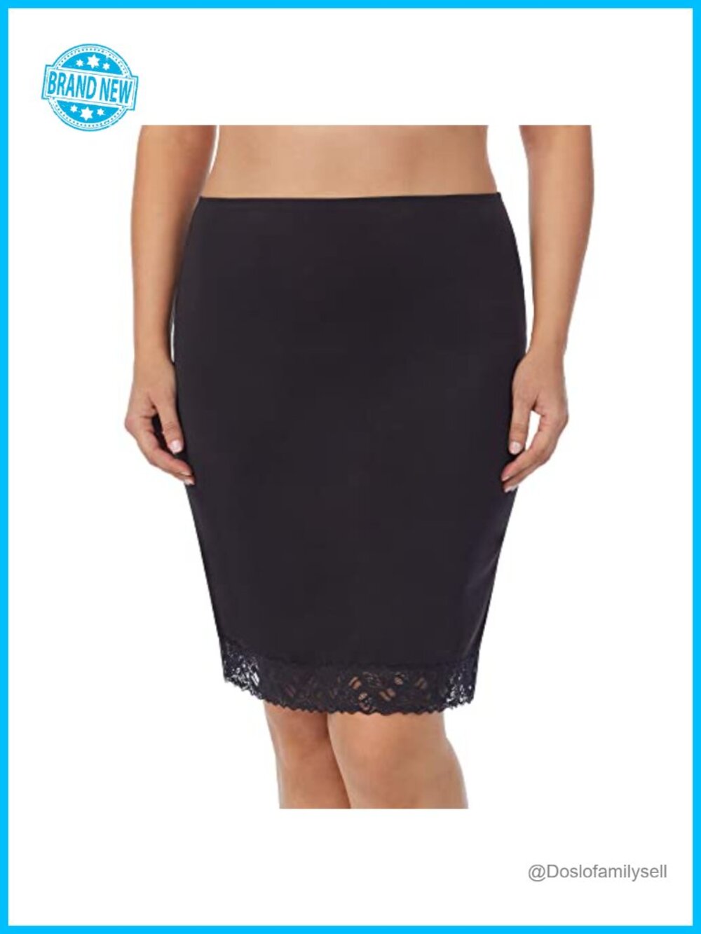 Silky Touch Anti-Cling Knee Length Half Slip Lace Trim